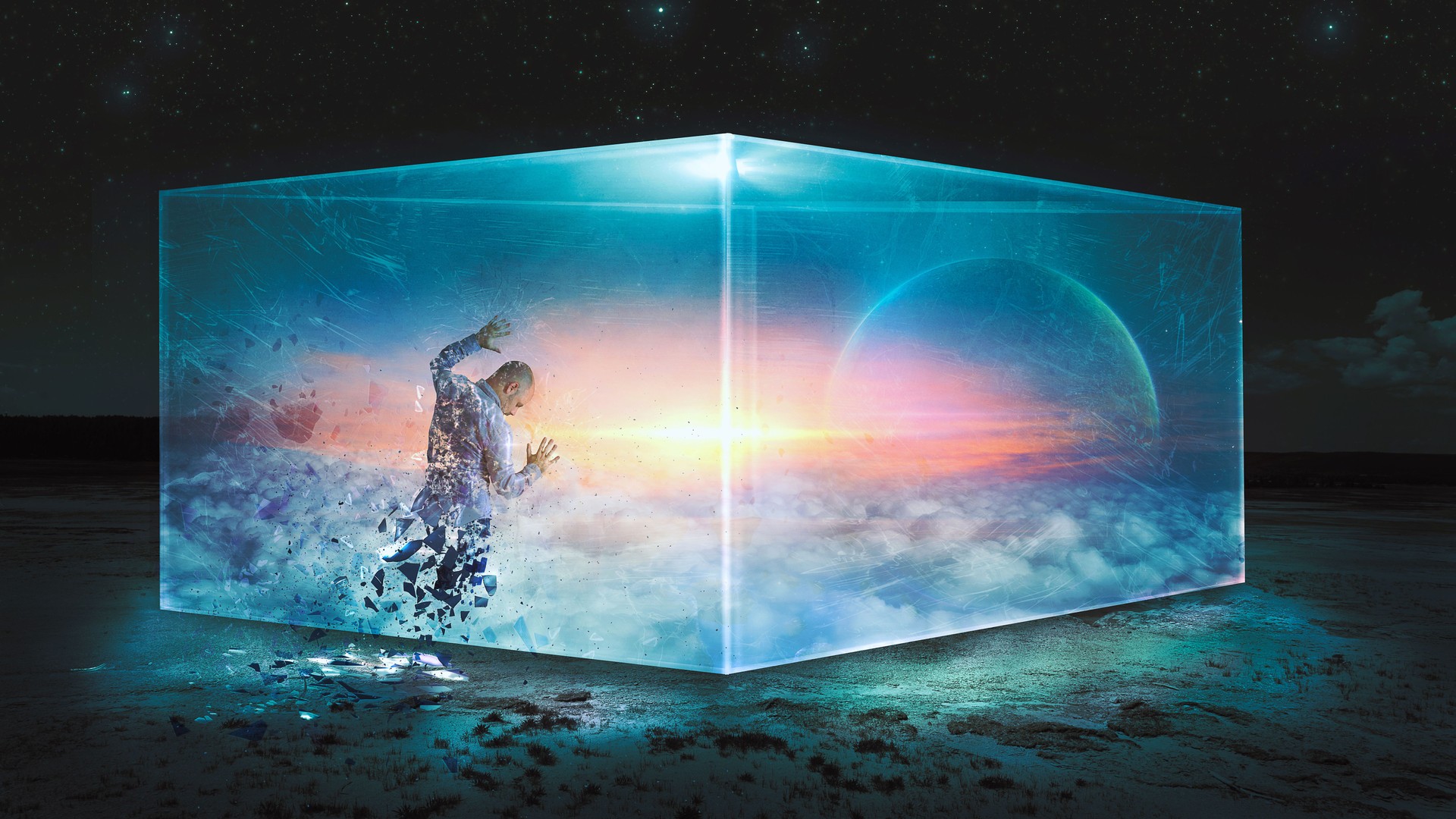 Universe in glass box